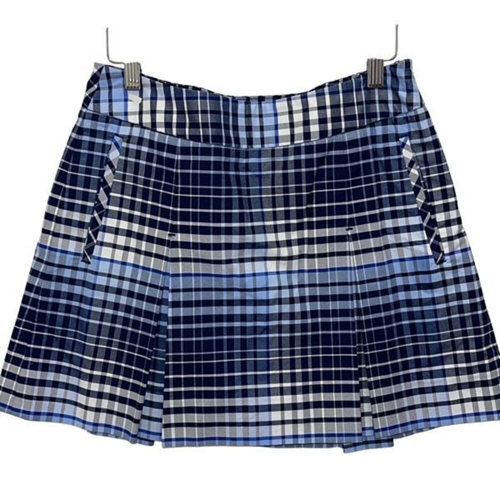 Liz Golf Skort front pockets and one back‎ pocket side zip blue plaid Size 4